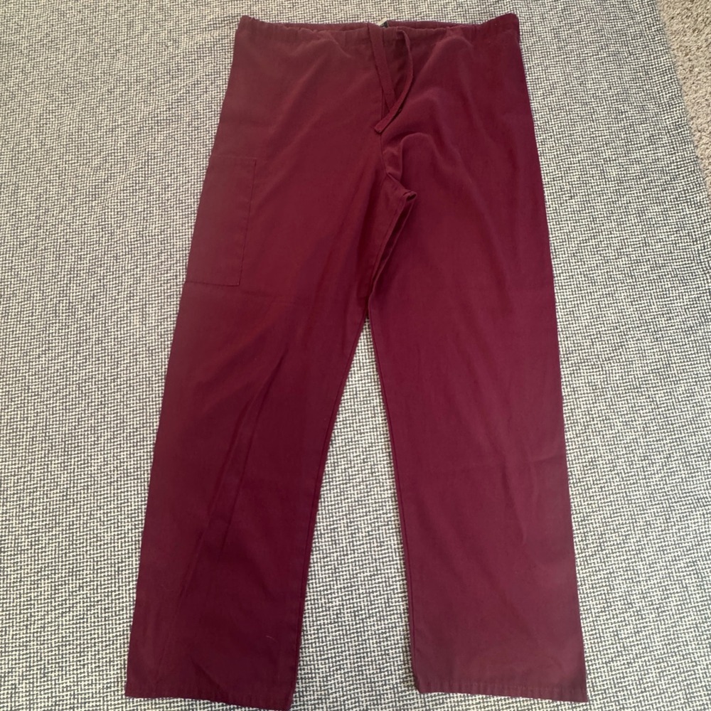 Lydia's Pro-Series Collection Burgundy Scrub Pants Drawstring Cargo Small